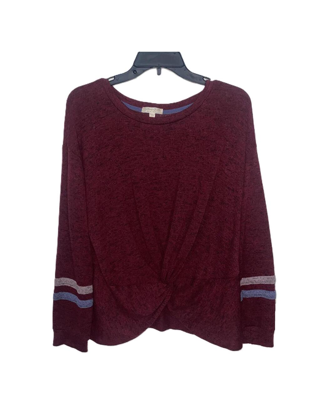 Ultra Flirt Burgundy Twist Front Top Cozy Y2K Casual Size Large Women Sweater